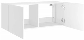 fehér falra szerelhető TV-szekrény LED-lámpákkal 100x35x41 cm