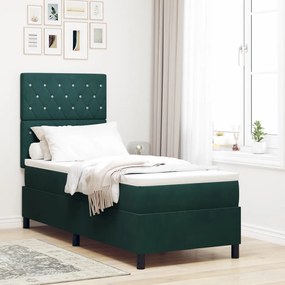 Boxspring Ágy Matrac Kétszemélyes Zöld 80x200 cm Bársony