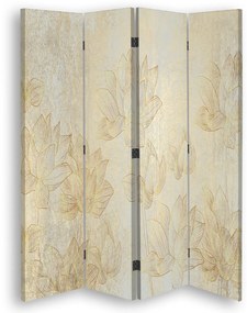 Gario Paraván Arany virágok Méret: 145 x 170 cm, Kivitelezés: Klasszikus paraván