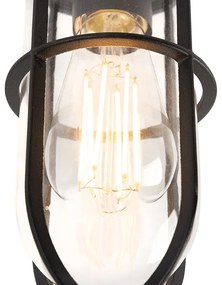 Rusztikus kültéri mennyezeti lámpa fekete üveggel IP44 - Elza