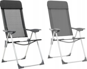 Utazószékek Összecsukható 2 db MIX Fekete-Szürke, Alumínium