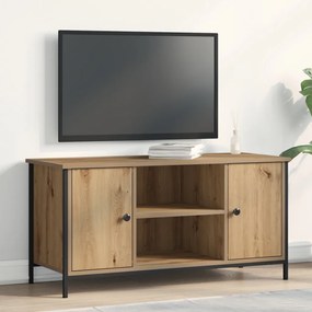 TV Szekrény Kézműves Tölgy 100x40x50 cm Mérnök Fa és Acél