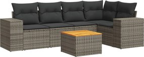 vidaXL 6 részes szürke polyrattan kerti ülőgarnitúra párnákkal