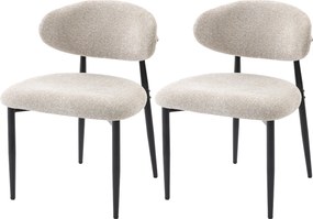 HOMCOM modern 2 db párnázott étkezőszék, vászonhatású kárpit, ívelt háttámla, széles ülés, acélláb, bézs | Aosom