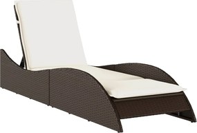 vidaXL barna polyrattan napozóágy párnával 60x205x73 cm