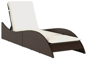 vidaXL barna polyrattan napozóágy párnával 60x205x73 cm