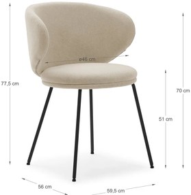 Bézs kárpitozott étkezőfotel szett 2 db-os Rush – Marckeric