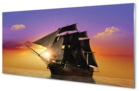Üvegképek Színes ég hajó tengeren 100x50 cm