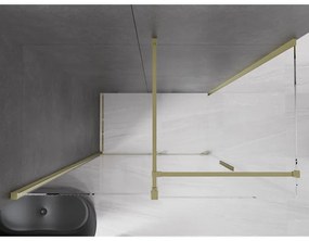 Mexen Velar, zuhanykabin tolóajtóval 160 (ajtó) x 85 (fal) cm, 8mm átlátszó üveg, arany matt, 871-160-085-01-55