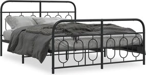 vidaXL fekete fém ágykeret fej- és lábtámlával 140 x 190 cm