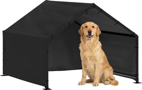 PawHut kutyaház víz- és UV-álló tetővel, 125 x 110 x 93 cm – beltéri/kültéri menedék kutyáknak 30 kg-ig, fekete