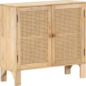 vidaXL tömör mangófa és természetes nád tálalószekrény 80 x 30 x 73 cm