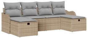 vidaXL Kerti Kanapé Szett párnával tárolóval 6 pcs Bézs polirattan