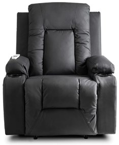 Elektromosan Vezérelhető Masszázsfunkciós Relaxfotel Fekete Eco-bőr Kárpittal. BOX