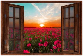 Poszterek 120x80 Rózsaszín pipacsok Naplemente