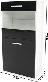 Nappali sor LED világítással, fehér/fekete- extra magas fényű HG, LEO
