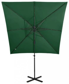 zöld konzolos napernyő rúddal és LED-fényekkel 250 cm