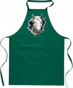 Konyhai Kötény pamut zöld lyuk Ló ló FA_496_z