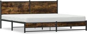 vidaXL füstös tölgy színű fém ágykeret matrac nélkül 200 x 200 cm