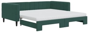sötétzöld kihúzható bársony heverő matraccal 100 x 200 cm