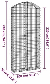 íves horganyzott vas gabion kosár 100x30x220/240 cm