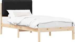 vidaXL Ágykeret Kárpitozott Fejtámlával fejtámlával Fekete 90 x 200 cm