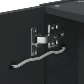 fekete tükrös fürdőszobaszekrény LED-del 60 x 13 x 52 cm