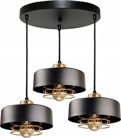 Csillár függesztett mennyezeti lámpa Loft Spiro 3 fekete réz mennyezeti lámpa