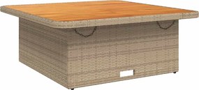 vidaXL bézs polyrattan és akácfa kerti asztal 110 x 110 x 71 cm