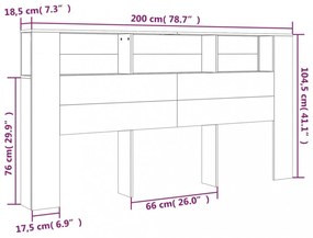 betonszürke áthidaló szekrény 200x18,5x104,5 cm