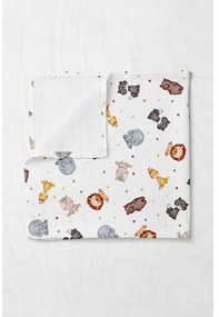 Fehér muszlin gyerek takaró 75x100 cm Zoo – Mijolnir