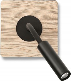 Faro Mood Sq fali Led olvasólámpa, fekete és fa, 2W, 3000K