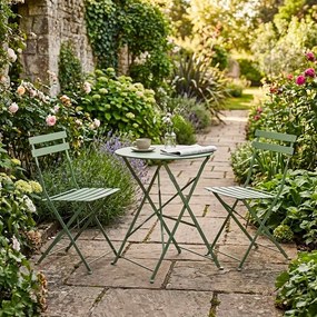 Zsályaszínű acél kétszemélyes kerti étkezőgarnitúra Austin – Bizzotto