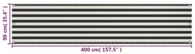 balkon napellenző HDPE 90x400 cm Antracit és fehér
