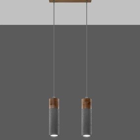 Sollux SL.0966 - Csillár zsinóron ZANE 2xGU10/40W/230V beton/fa