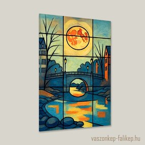 Telihold a híd felett vászonkép – Hangulatos prémium falikép 40x60cm
