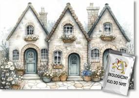 Fotótapéta Flizelina Gyerekek Város Házak Utca Kert Virágok 400x280 ragasztó