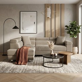 Bal oldali, ággyá alakítható sarokkanapé hullámrugókkal TORRE Cappuccino