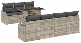 vidaXL Kerti Kanapé Szett párnával 8 pcs Világosszürke Poly Rattan