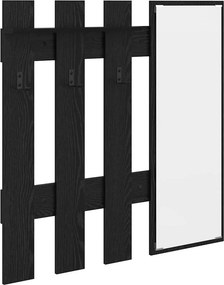 vidaXL Fali Kabáthorog tükörrel Fekete tölgy 100 x 10 x 100 cm Faanyag