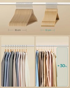 SONGMICS fa vállfa szett, 30 darabos csomag világos bézs színben