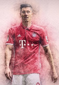 Poszter, Robert Lewandowski, #9 , Bal, RL9, Lengyel