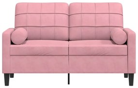 vidaXL 2 személyes rózsaszín bársony kanapé díszpárnákkal 120 cm