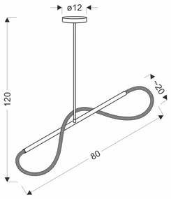 LED csillár kábelen SUPREME LED/18W/230V 80 cm arany