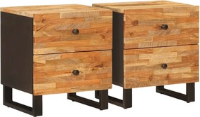 vidaXL Éjjeliszekrény 2 pcs Barna 40 x 33 x 46 cm Tömör Mangófát