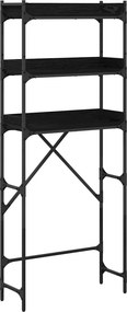 vidaXL Mosógép polc polcokkal Fekete 0ak 67 x 25 x 163 cm Faanyag
