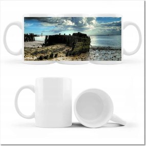 Horgászcsónak roncs mintás bögre