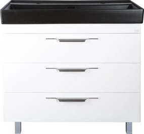 TMP TRIO 100D álló fürdőszobabútor - CeraStyle SHARP FEKETE DUPLA csaplyukas mosdóval - 100 x 48 cm
