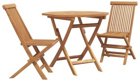 vidaXL Kert étkező szett 3 pcs Barna Tömör Akácfa