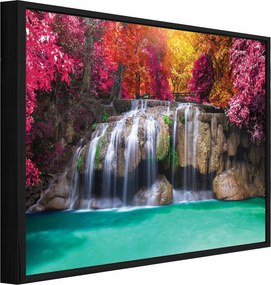 Vászonkép Fekete Keretben Vízesés Erdő Természet Nappali Hálószoba 40x30